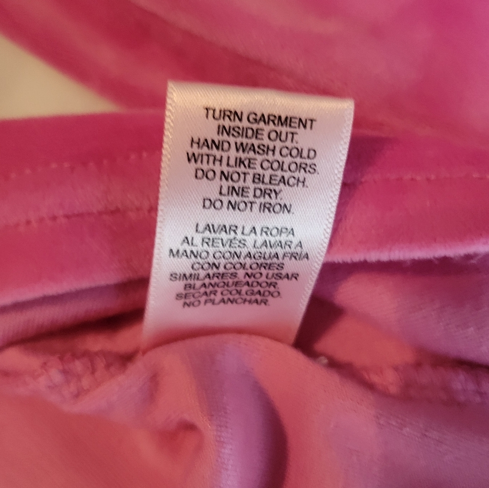 Juicy Couture Pink Velour Rhinestone Long Sleeve Top 90s Y2K Size Large - Picture 9 of 9